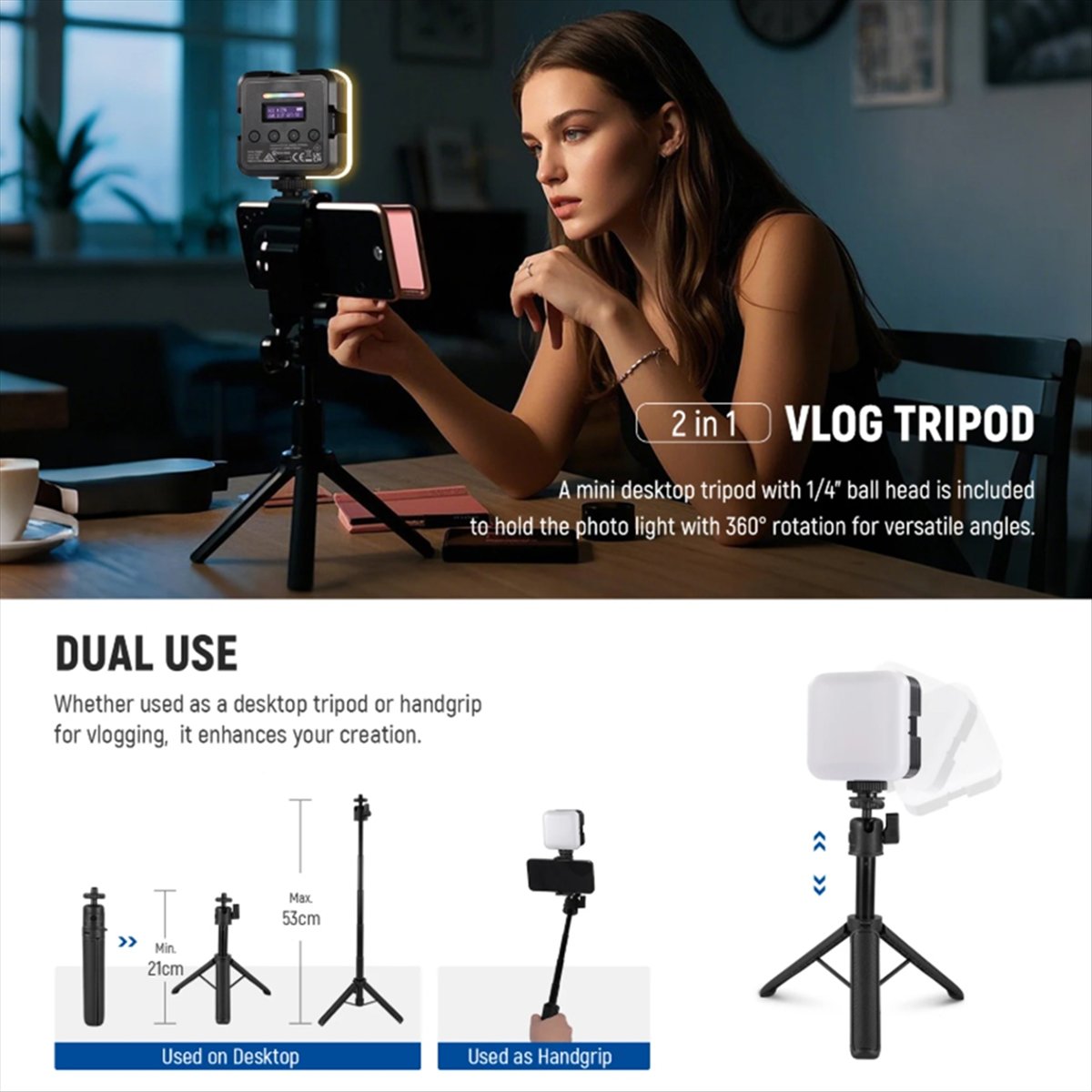 Photography Lighting App - 탁상용 삼각대 스탠드가 있는 최고급 자석식