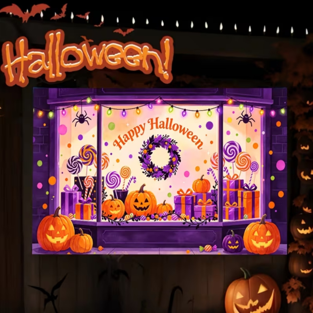 보라색 할로윈 상점 테마 파티 장식 배경 호박 조명 사 - Photography Lighting And Backdrop 리뷰 및 가격