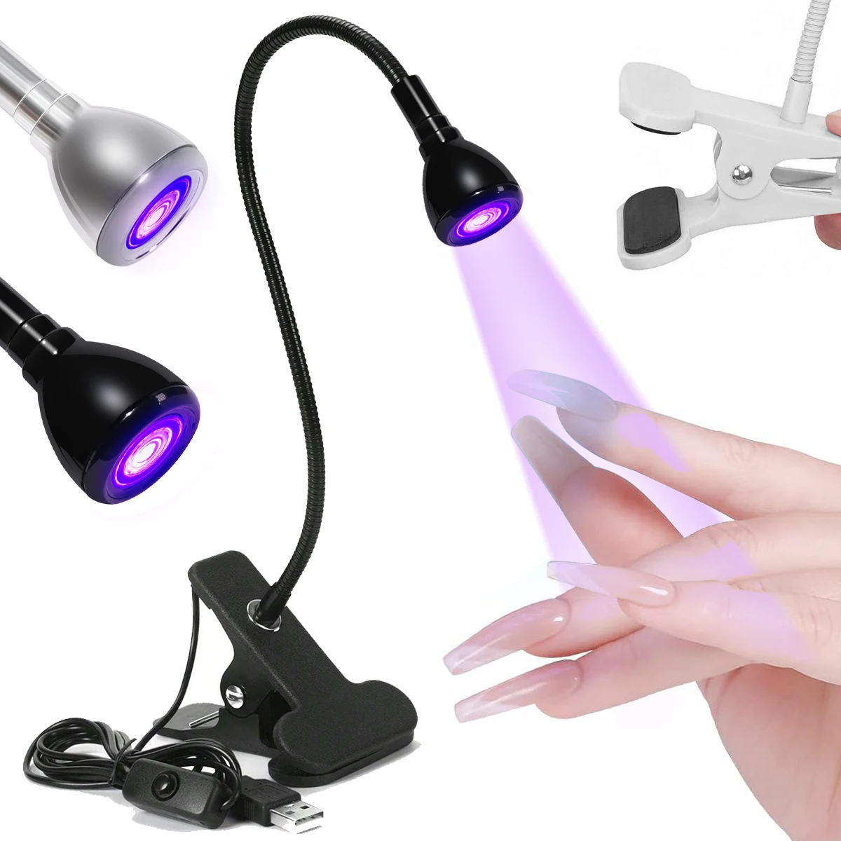 매니큐어 젤 클립 온 유연한 책상 미니 USB 네일 램 - Photography Lighting Gels 리뷰 및 가격
