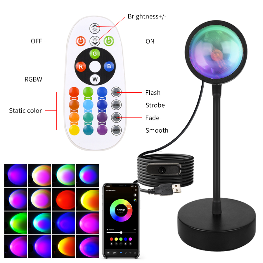스마트 일몰 램프 Tuya LED 야간 조명 USB R - Photography Lighting App 리뷰 및 가격